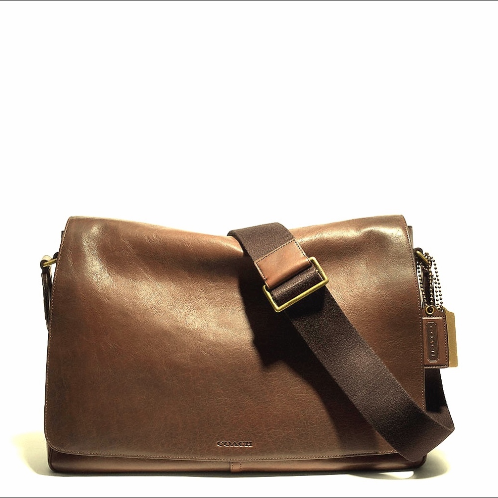 Leather Coach Messenger Bag (Gray)